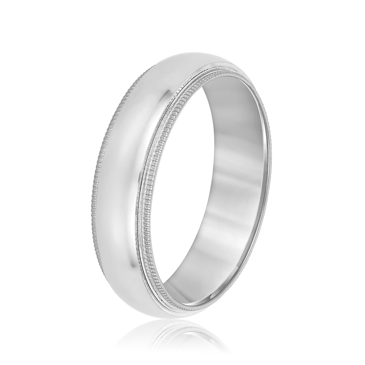 Domed Milgrain Classic Men's Wedding Band Comfort Fit-VIRABYANI