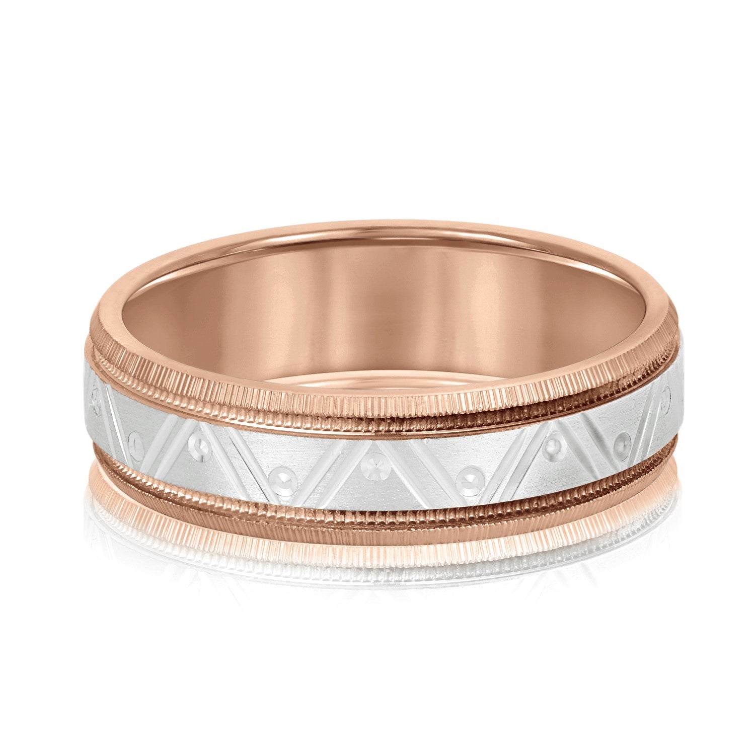 Men's Double Groove Geometric Wedding Band-VIRABYANI