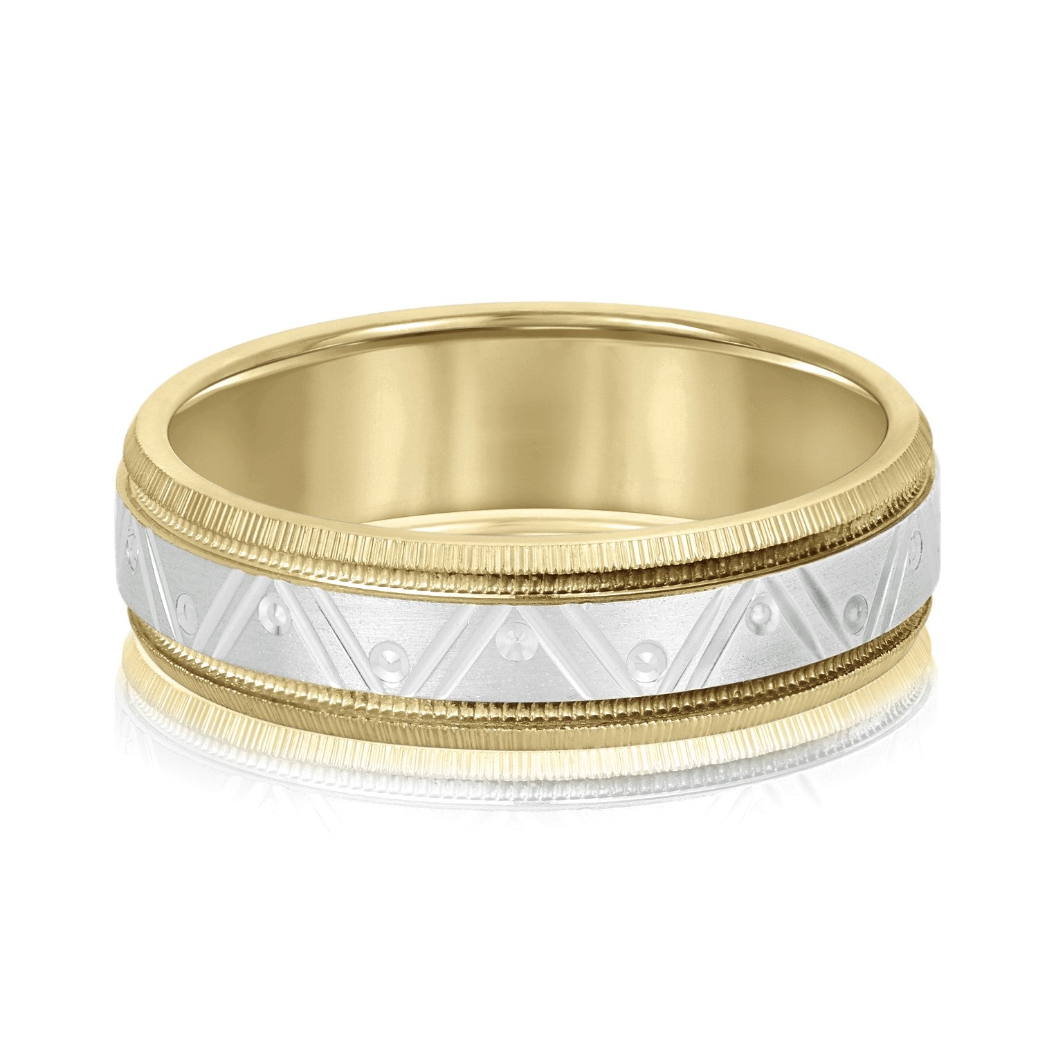 Men's Double Groove Geometric Wedding Band-VIRABYANI