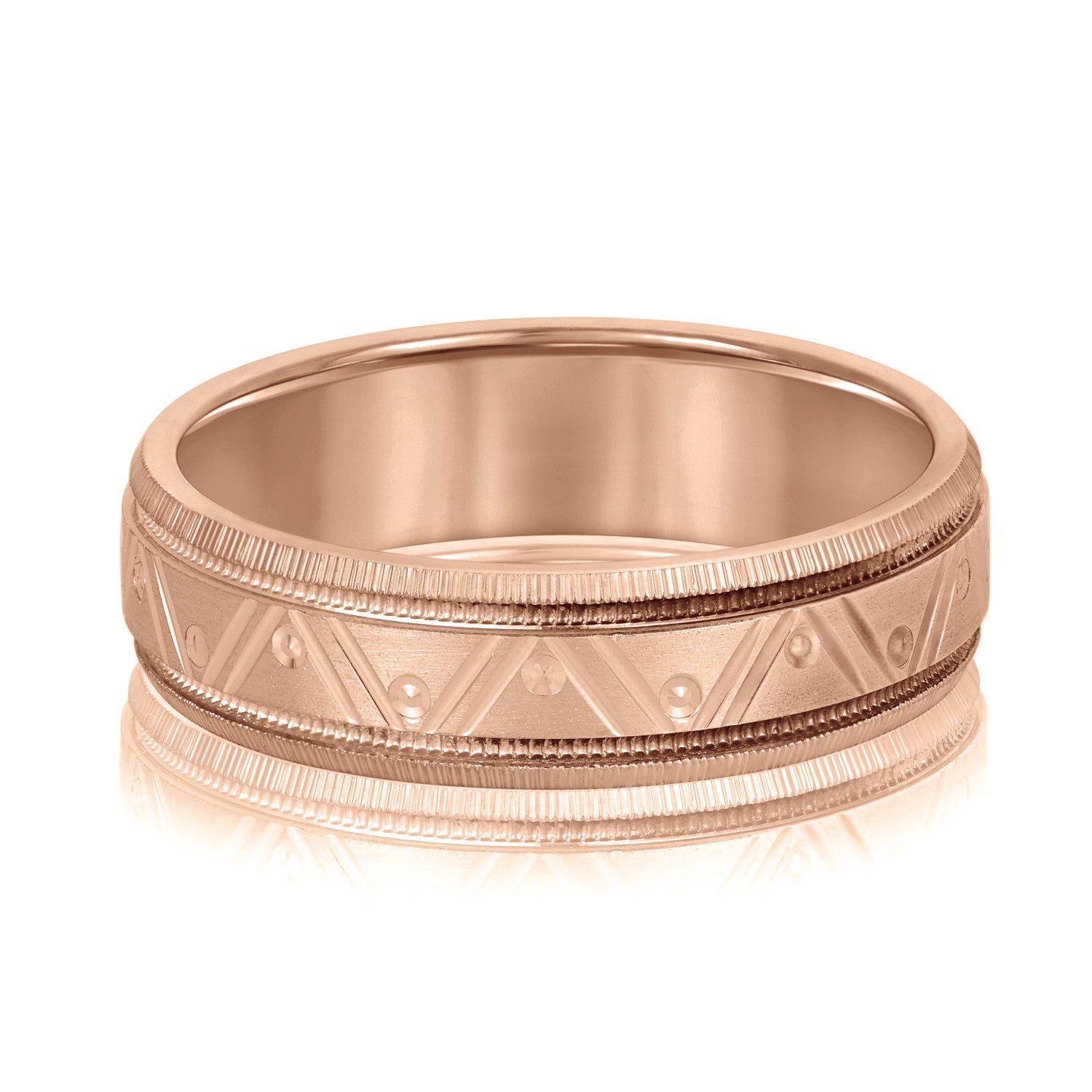 Men's Double Groove Geometric Wedding Band-VIRABYANI