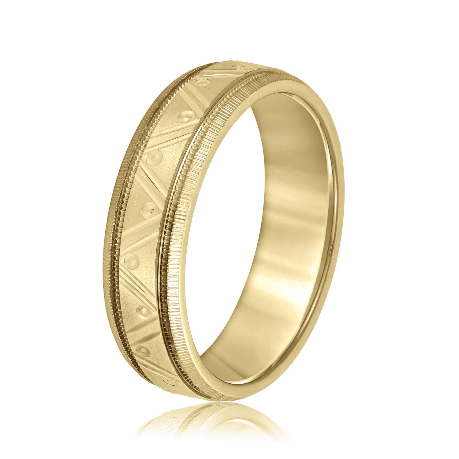 Men's Double Groove Geometric Wedding Band-VIRABYANI