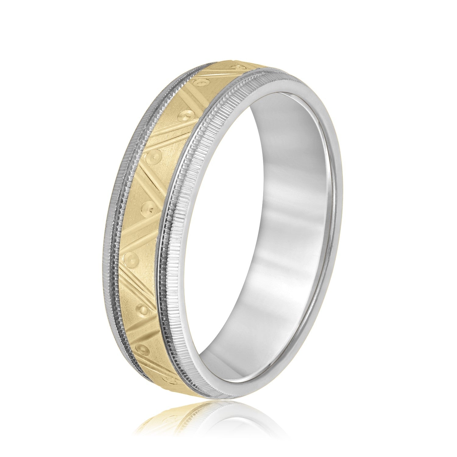 Men's Double Groove Geometric Wedding Band-VIRABYANI