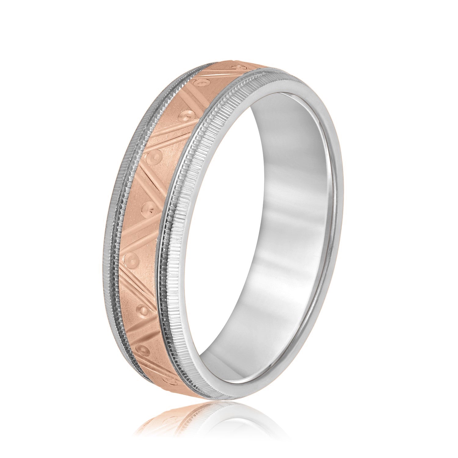 Men's Double Groove Geometric Wedding Band-VIRABYANI