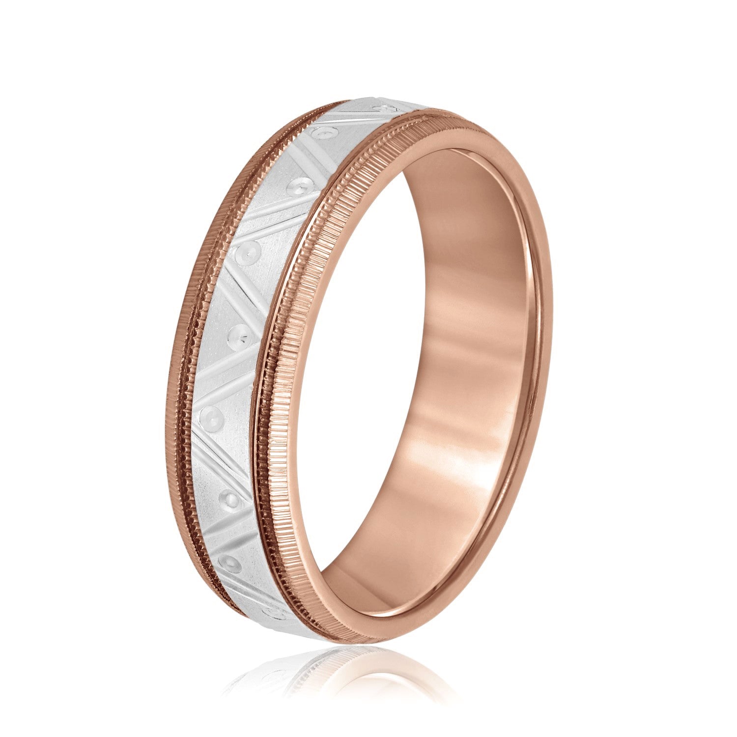 Men's Double Groove Geometric Wedding Band-VIRABYANI