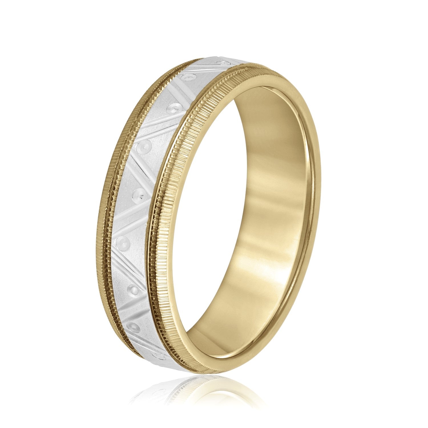 Men's Double Groove Geometric Wedding Band-VIRABYANI