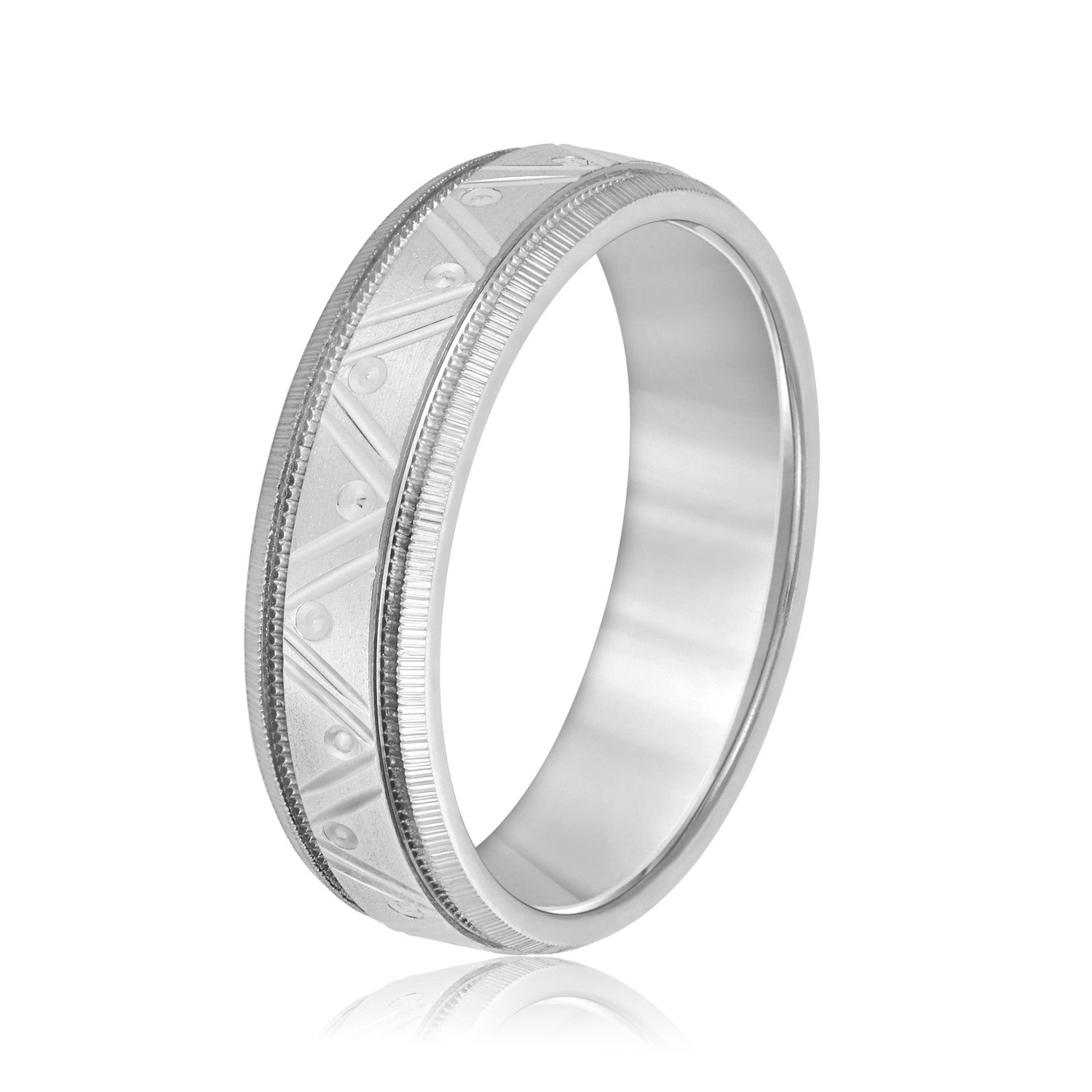 Men's Double Groove Geometric Wedding Band-VIRABYANI