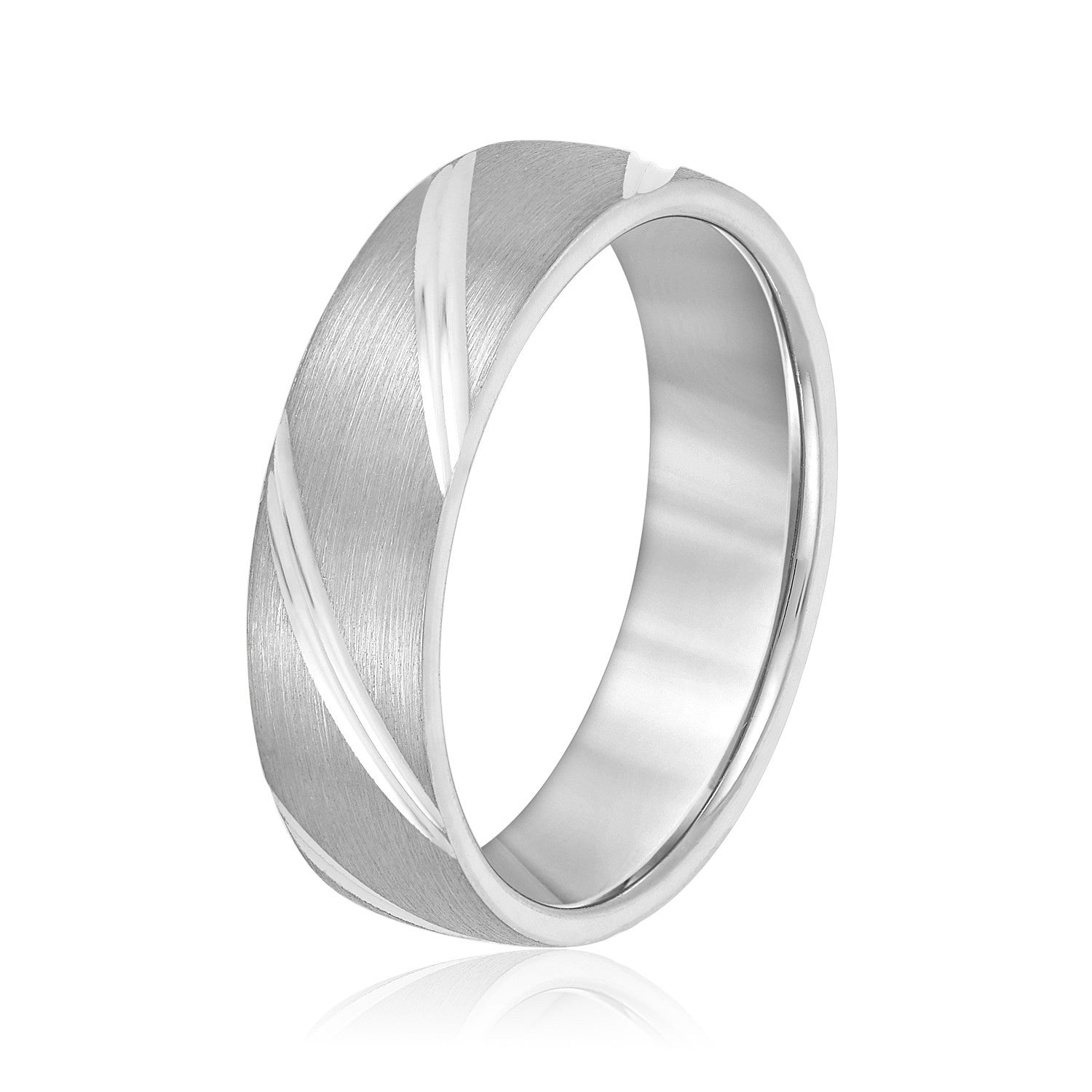 Grooves Engraved Men's Wedding Band-VIRABYANI