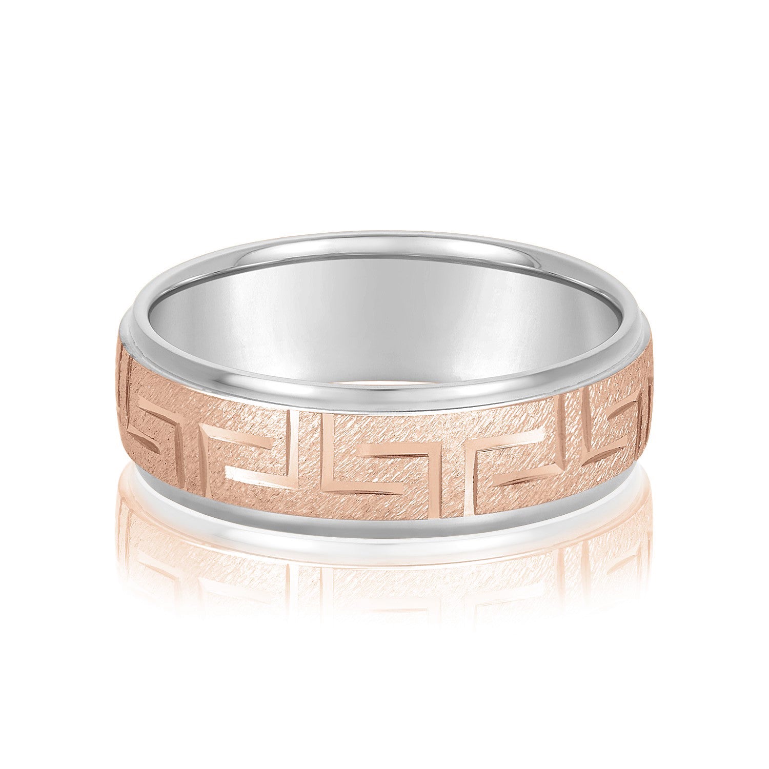 Greek Key Design Men's Wedding Band-VIRABYANI