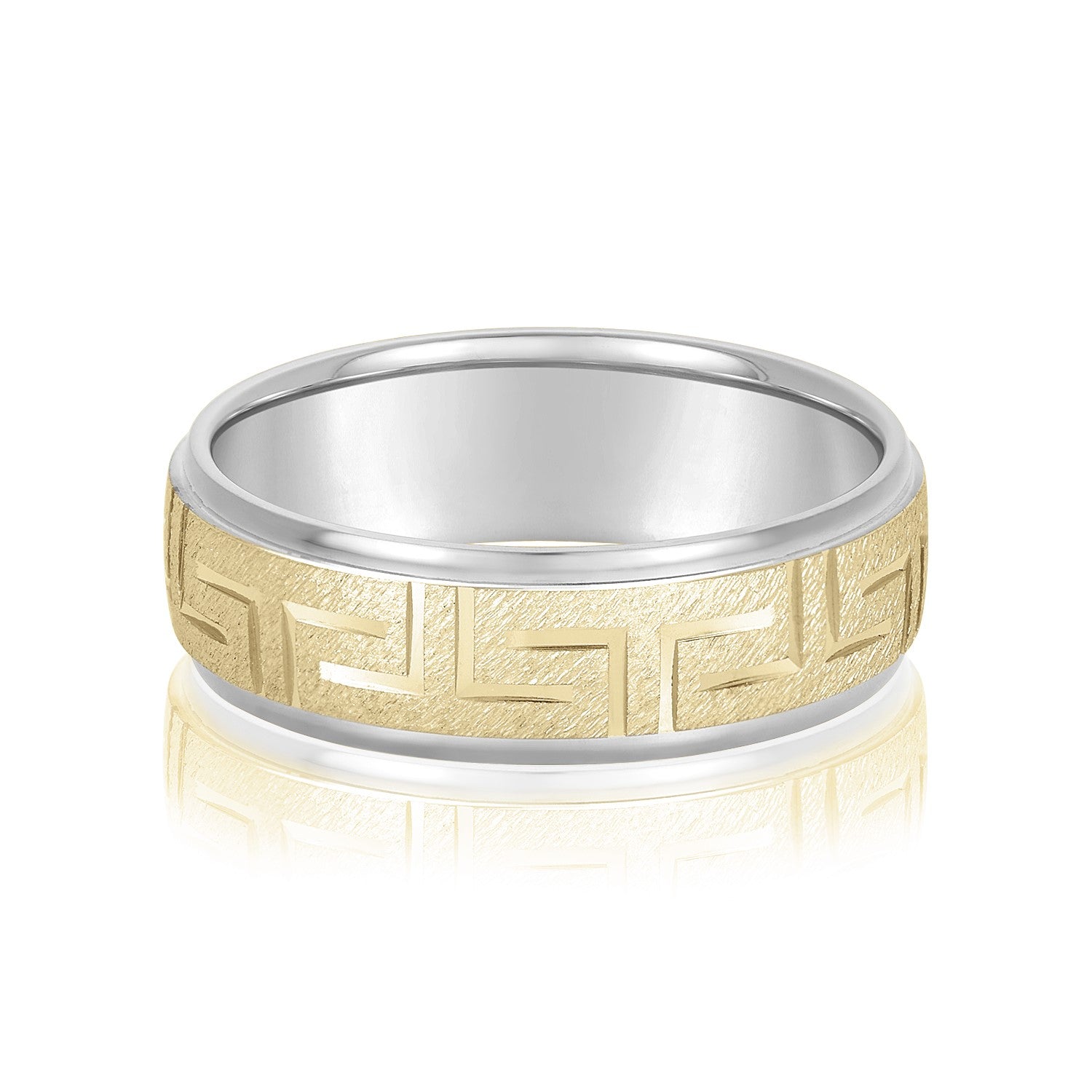 Greek Key Design Men's Wedding Band-VIRABYANI