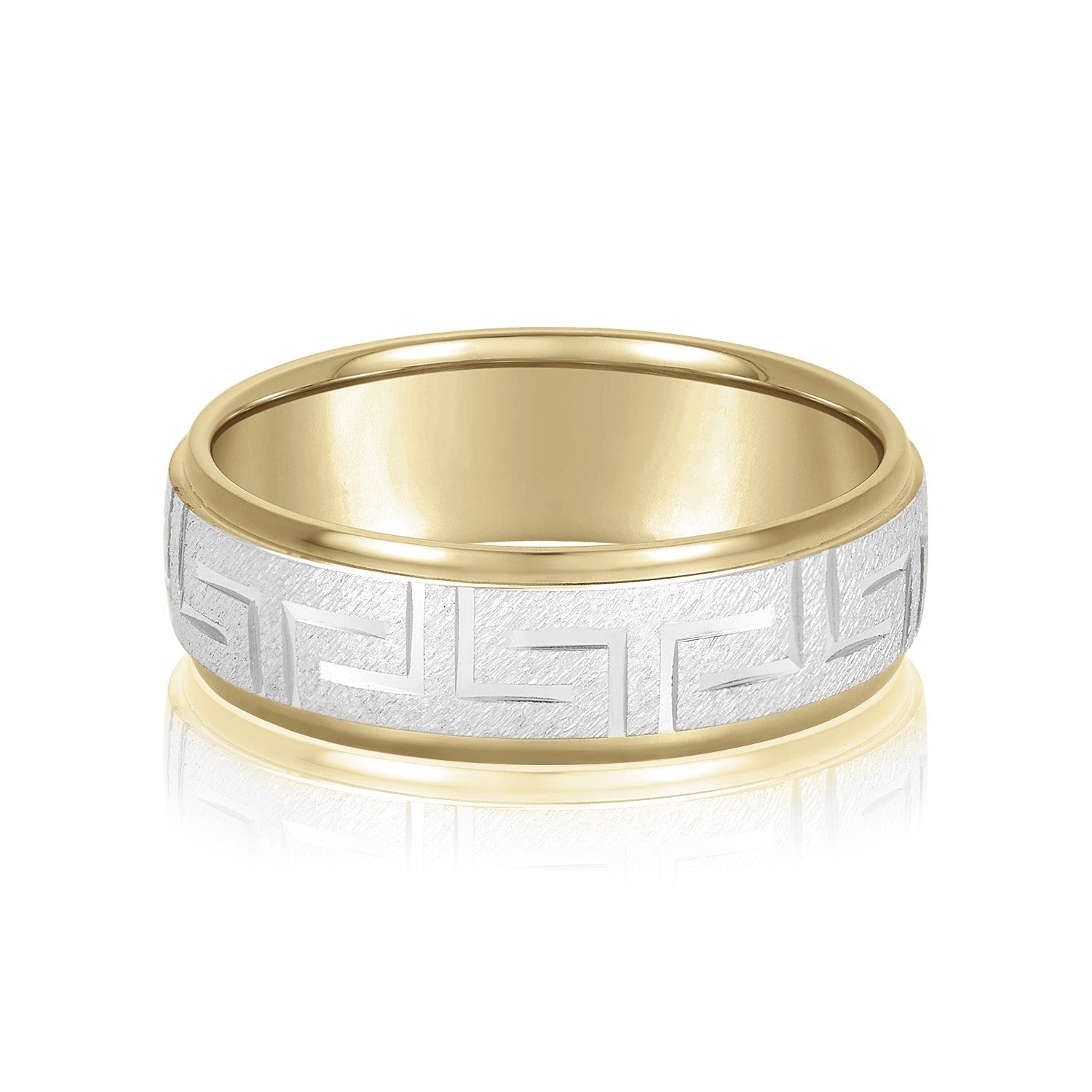Greek Key Design Men's Wedding Band-VIRABYANI