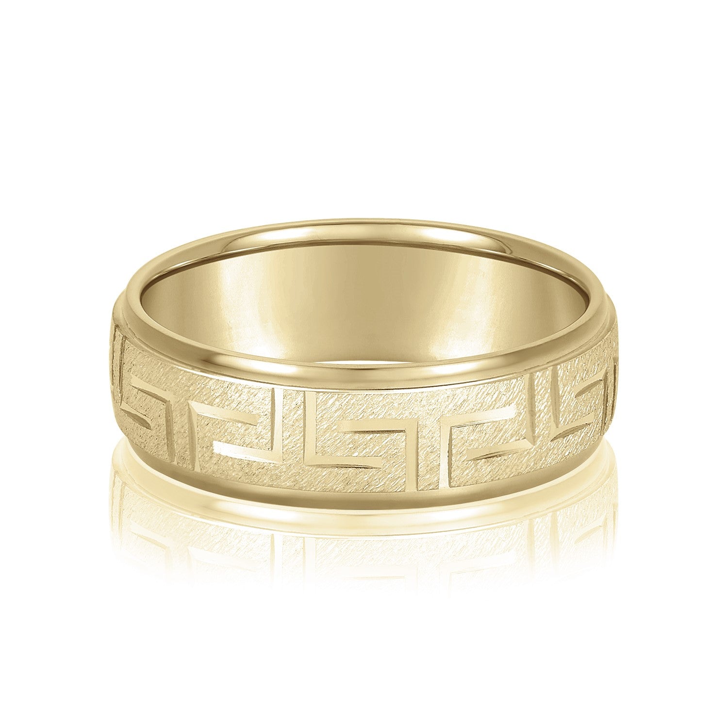 Greek Key Design Men's Wedding Band-VIRABYANI