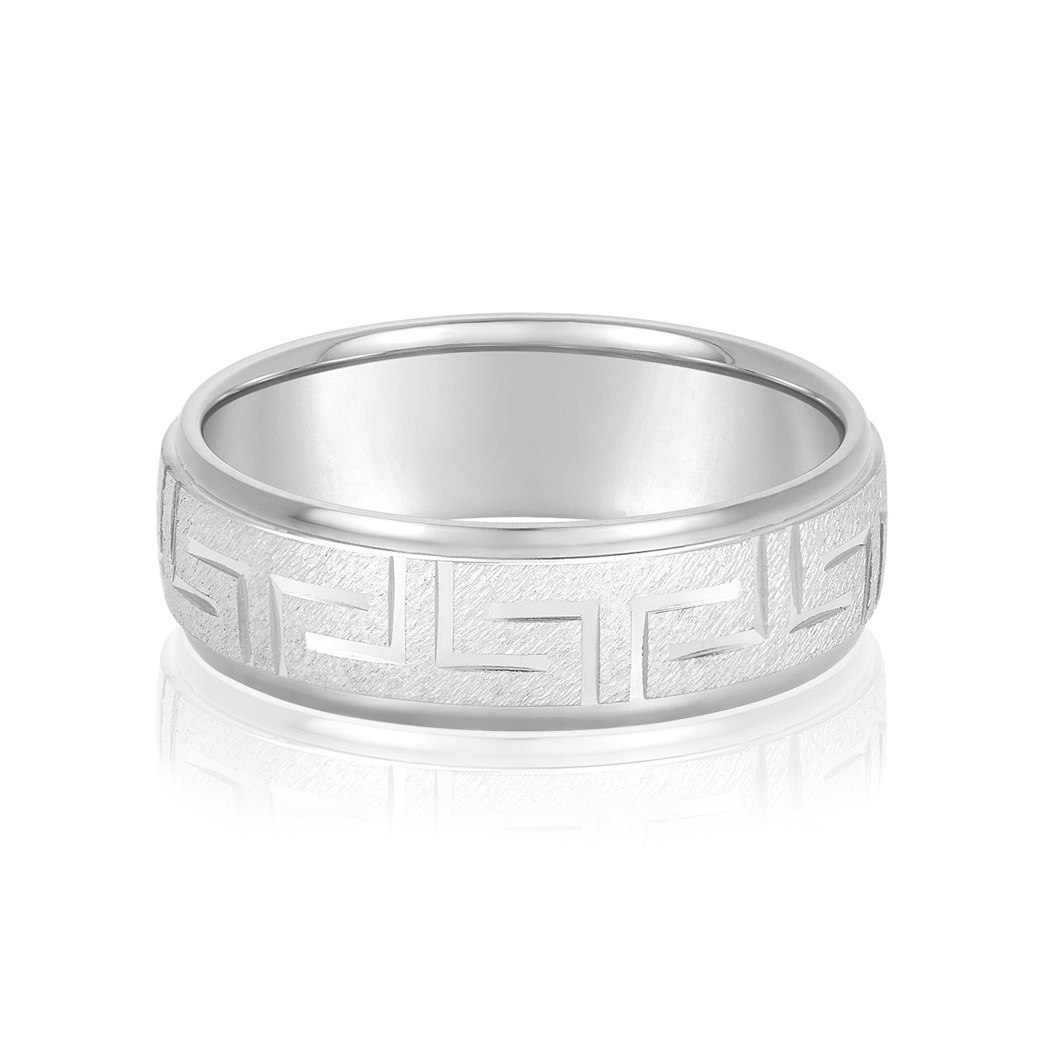 Greek Key Design Men's Wedding Band-VIRABYANI
