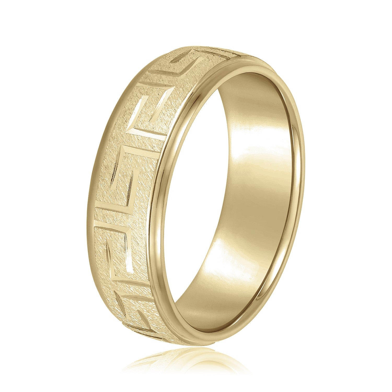 Greek Key Design Men's Wedding Band-VIRABYANI