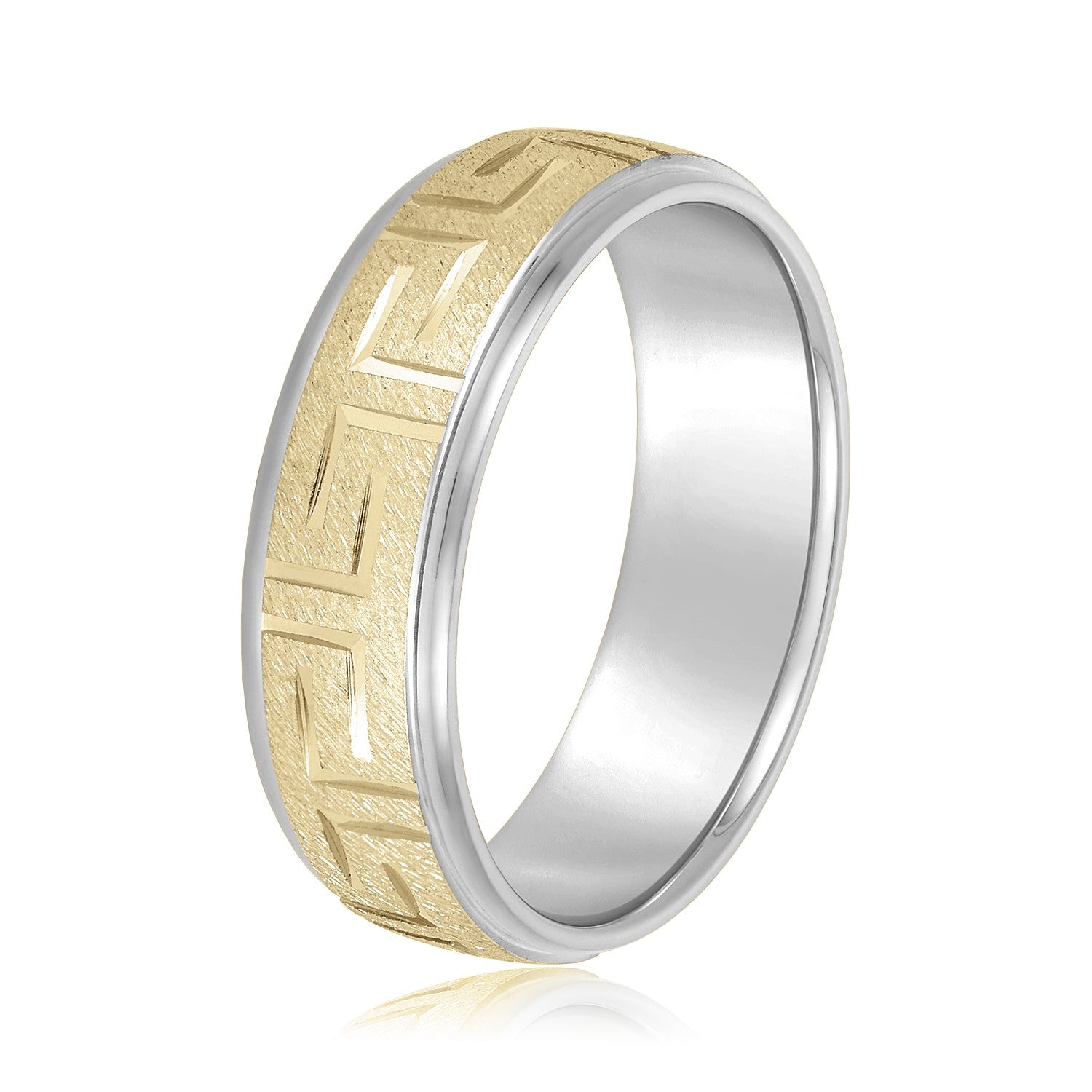 Greek Key Design Men's Wedding Band-VIRABYANI