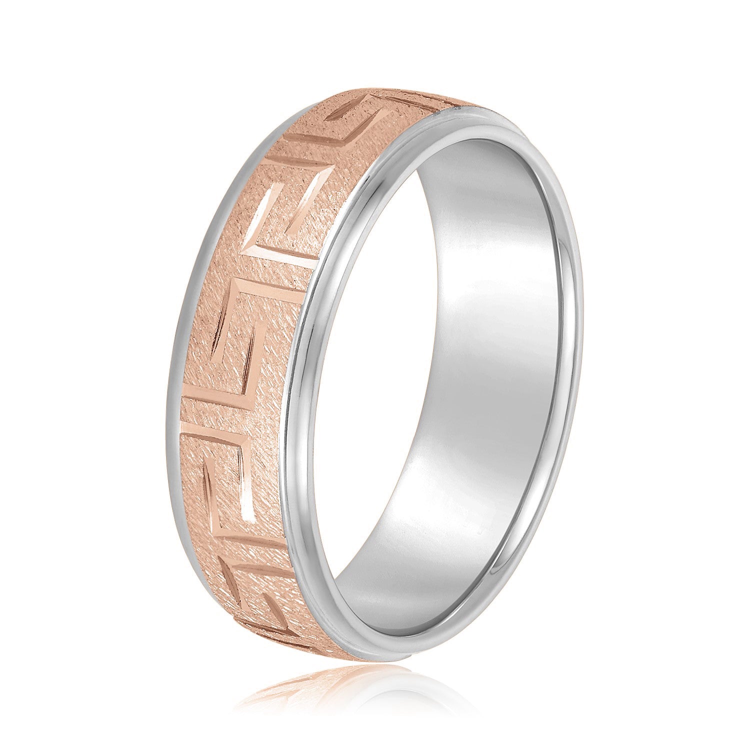 Greek Key Design Men's Wedding Band-VIRABYANI