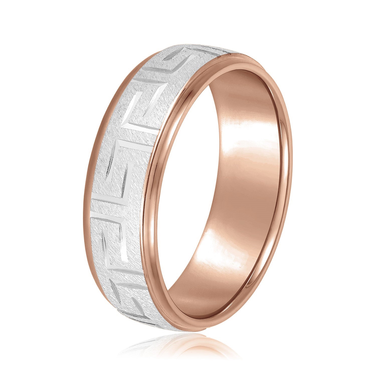 Greek Key Design Men's Wedding Band-VIRABYANI