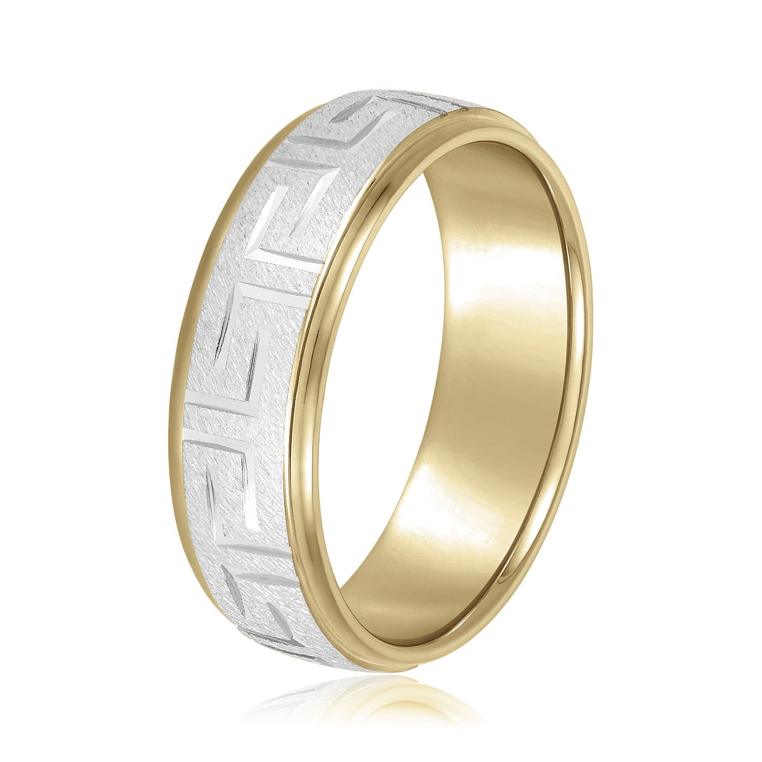 Greek Key Design Men's Wedding Band-VIRABYANI