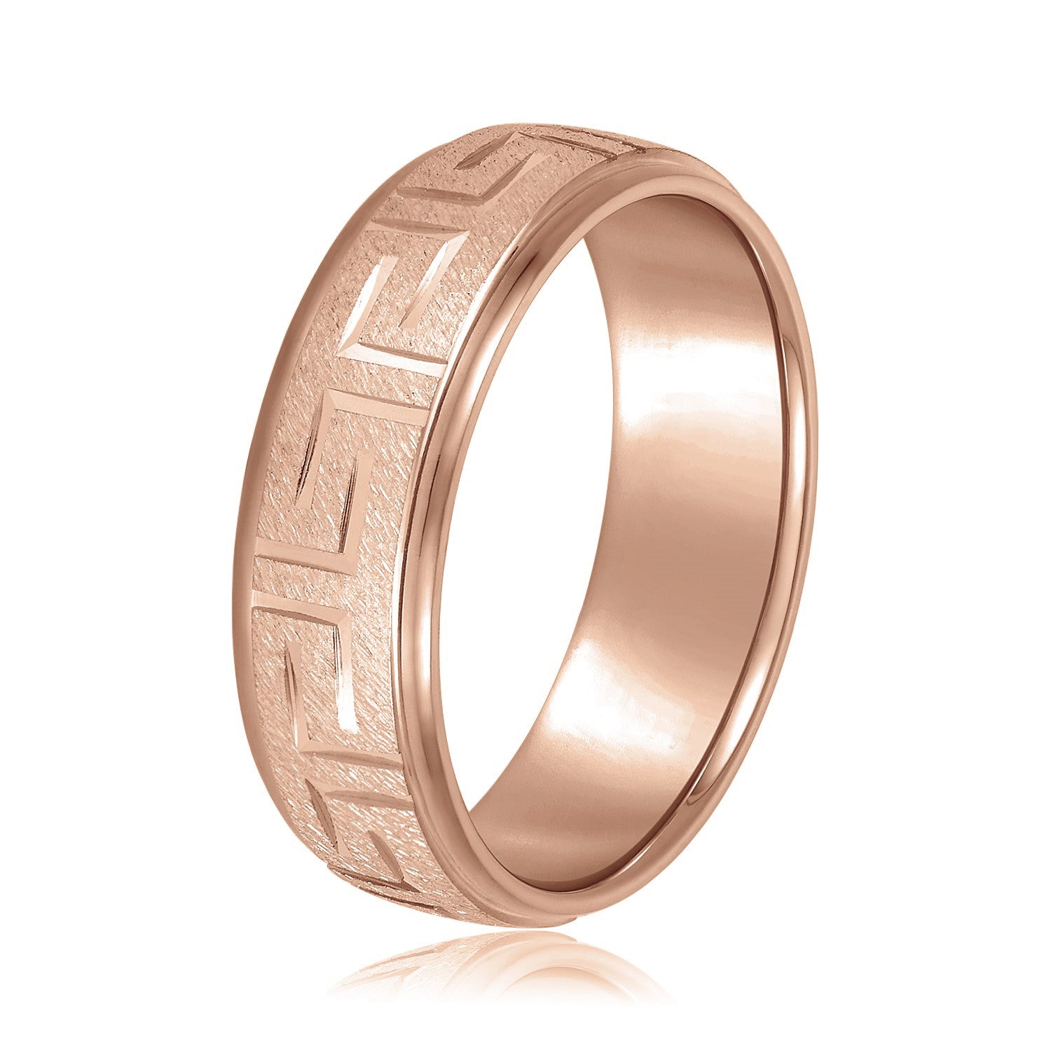 Greek Key Design Men's Wedding Band-VIRABYANI