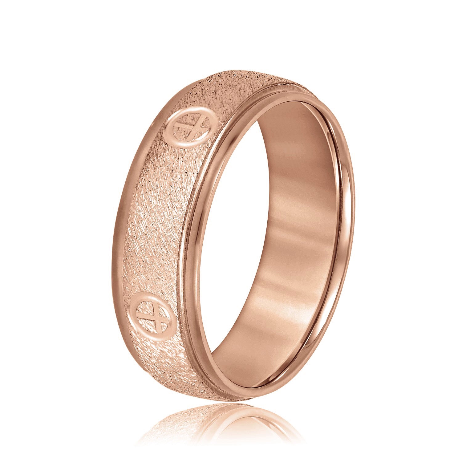 Cross Engraved Men's Diamond Wedding Band-VIRABYANI