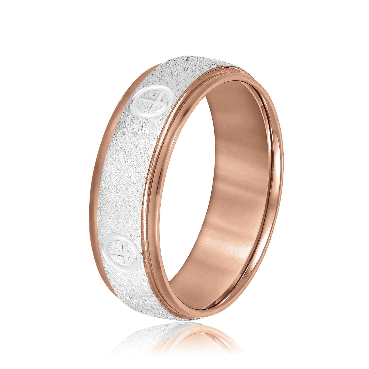 Cross Engraved Men's Diamond Wedding Band-VIRABYANI