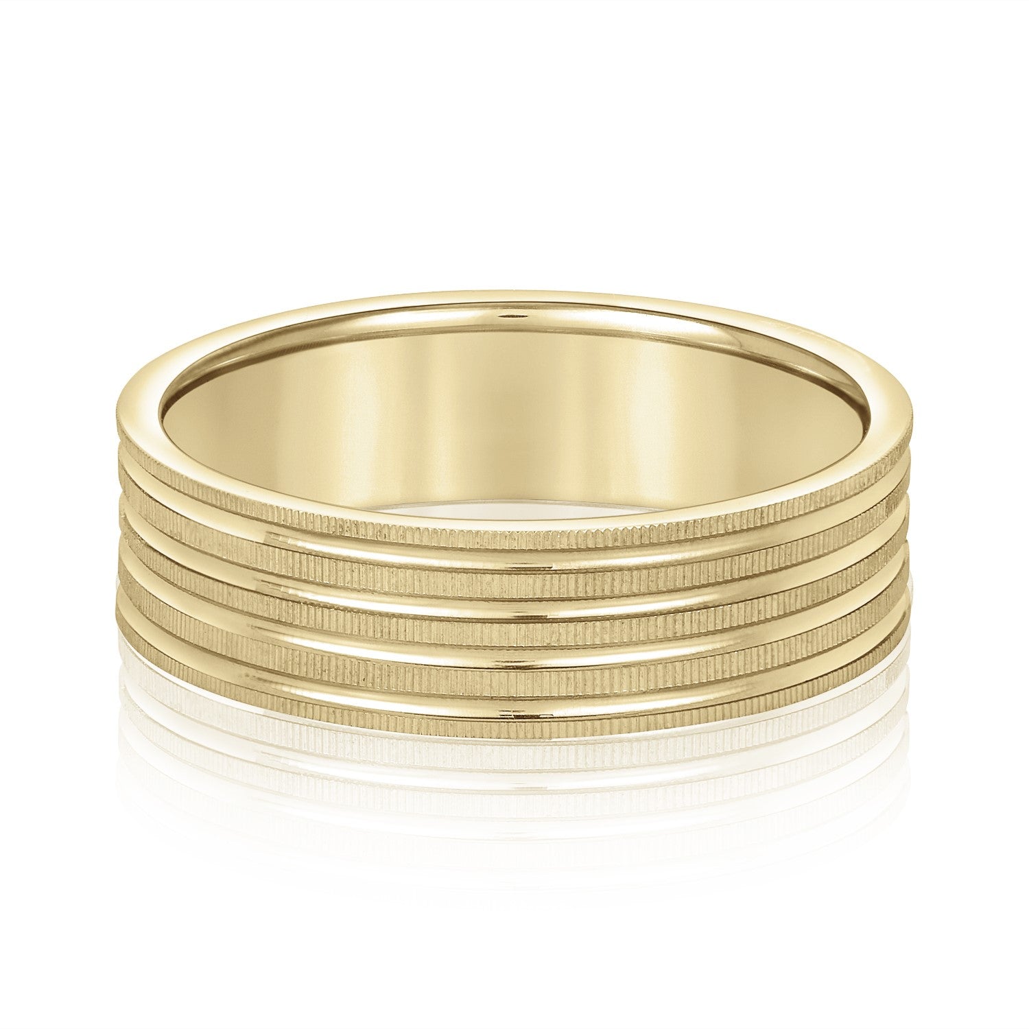 Men's Grooved Textured Wedding Band-VIRABYANI