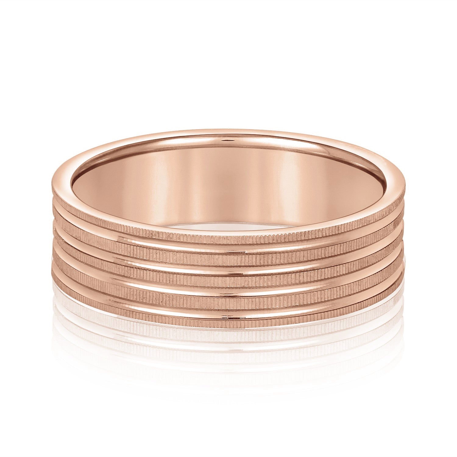 Men's Grooved Textured Wedding Band-VIRABYANI
