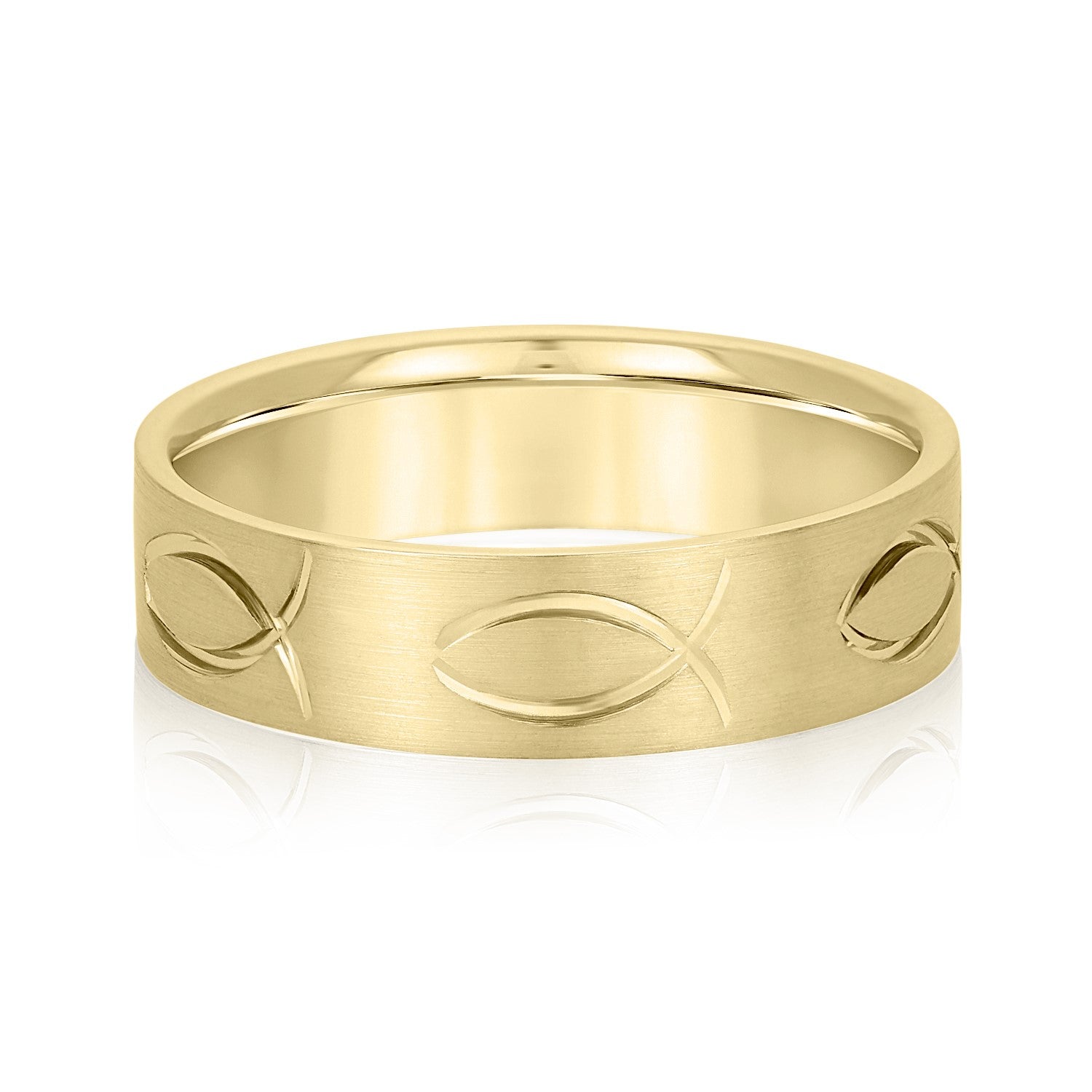 Ichthus Jesus Fish Inspired Men's Wedding Band-VIRABYANI