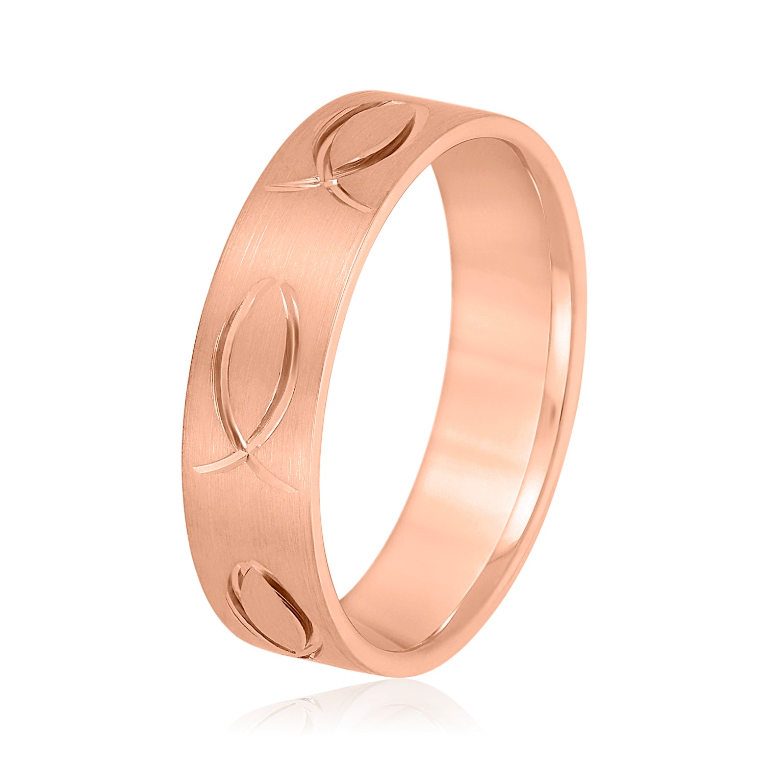 Ichthus Jesus Fish Inspired Men's Wedding Band-VIRABYANI