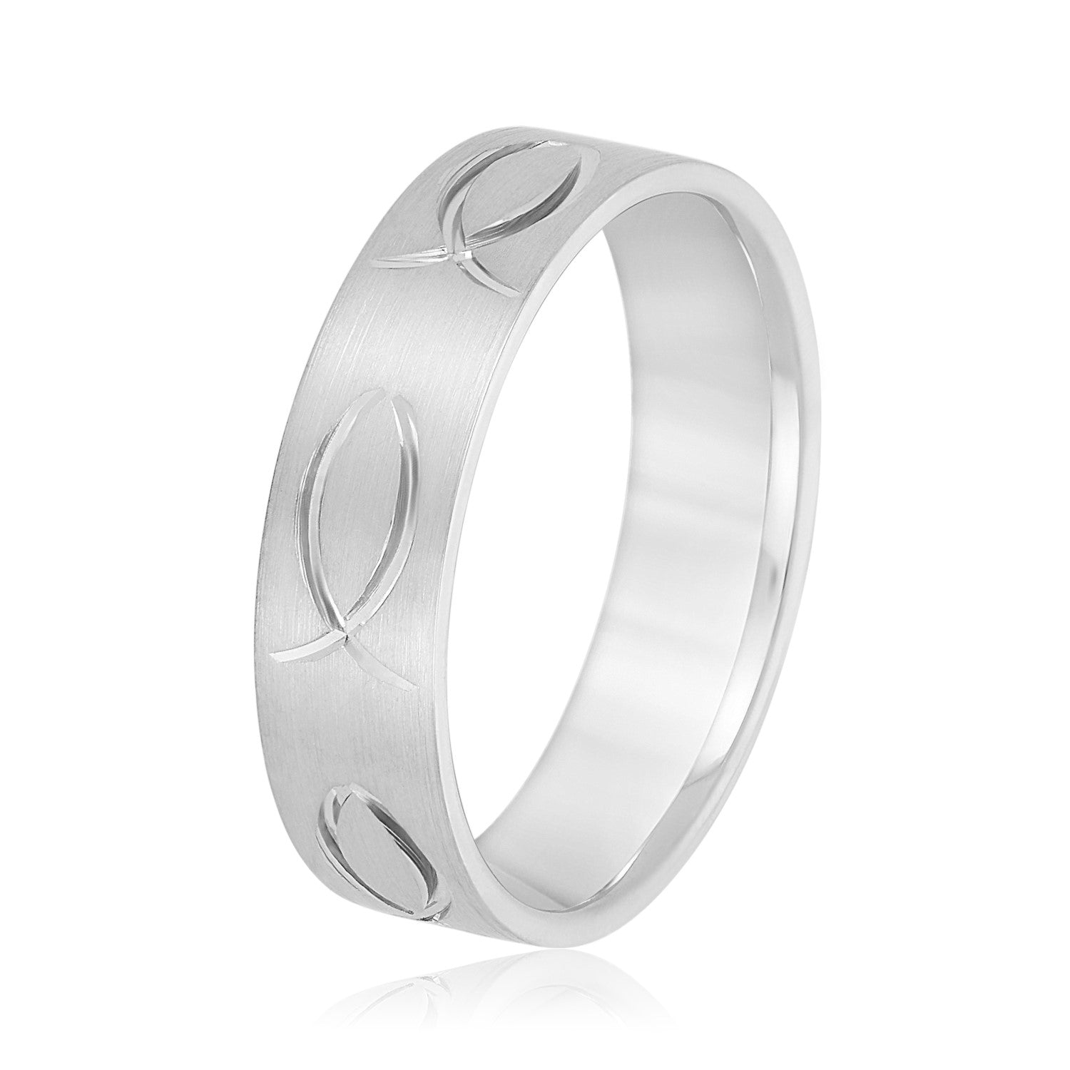 Ichthus Jesus Fish Inspired Men's Wedding Band-VIRABYANI