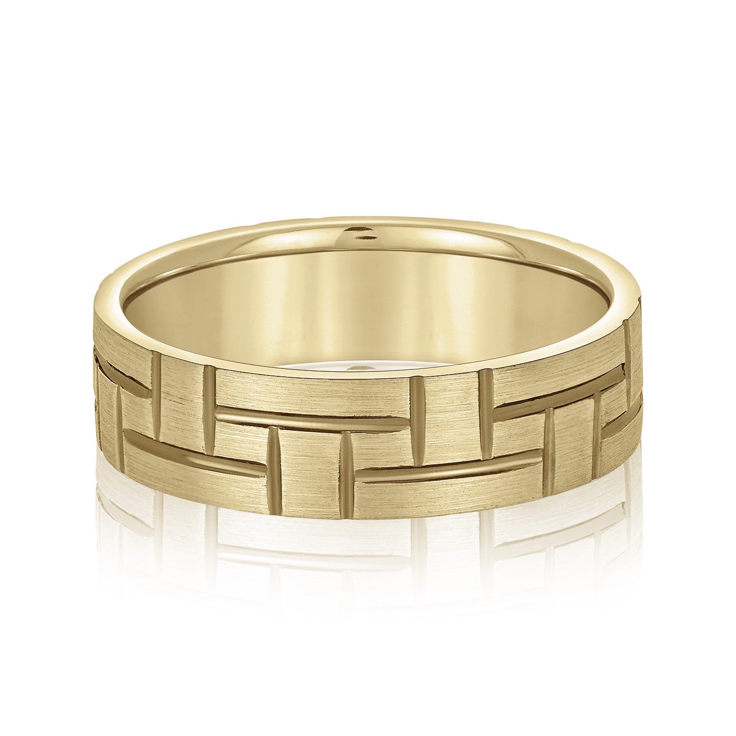 Men's Puzzle Pattern Brick Design Wedding Band-VIRABYANI