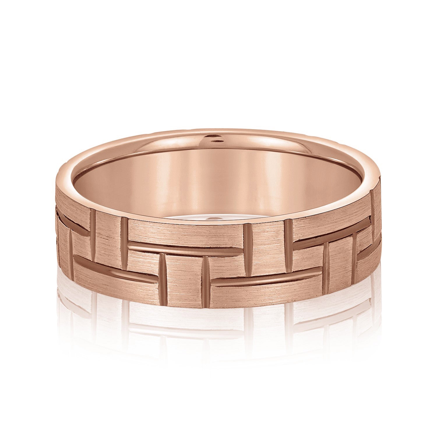 Men's Puzzle Pattern Brick Design Wedding Band-VIRABYANI