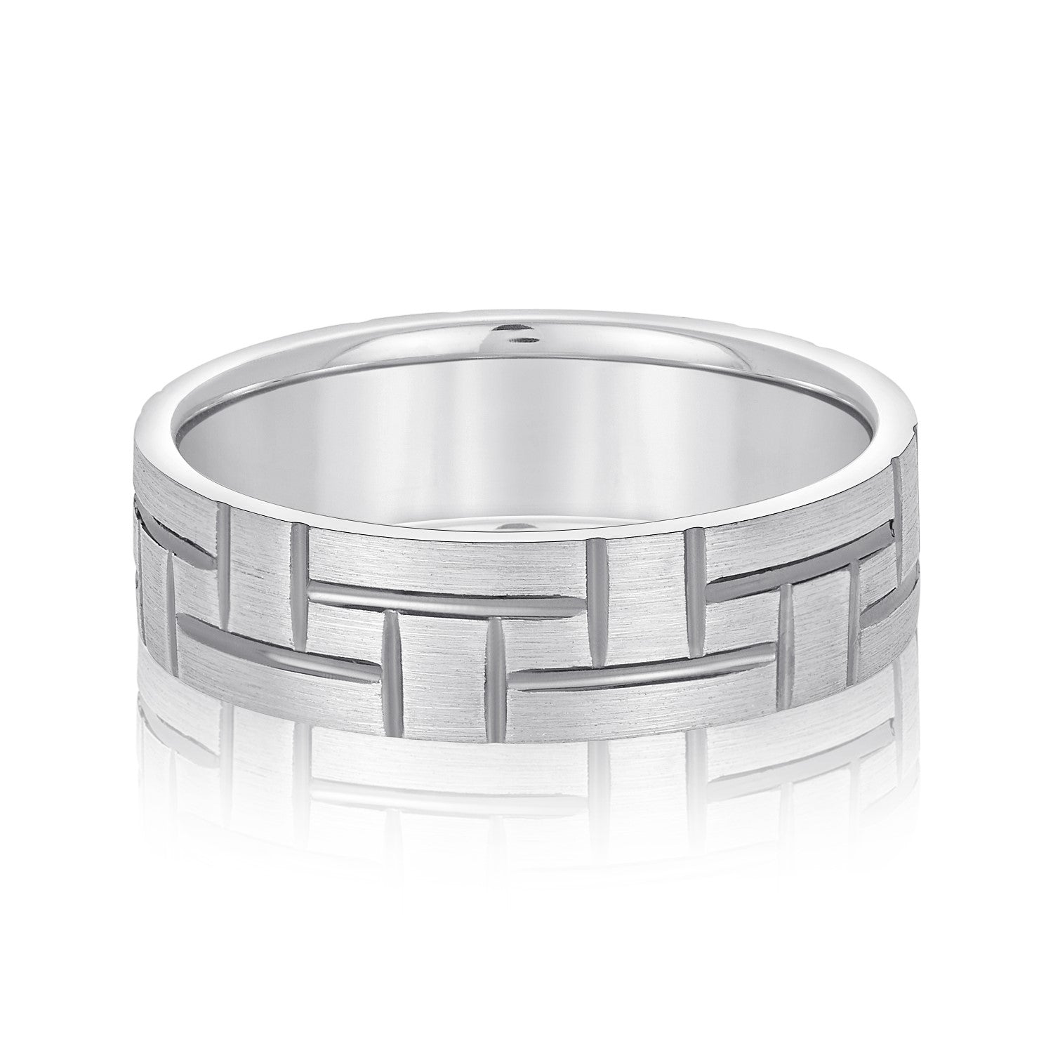 Men's Puzzle Pattern Brick Design Wedding Band-VIRABYANI
