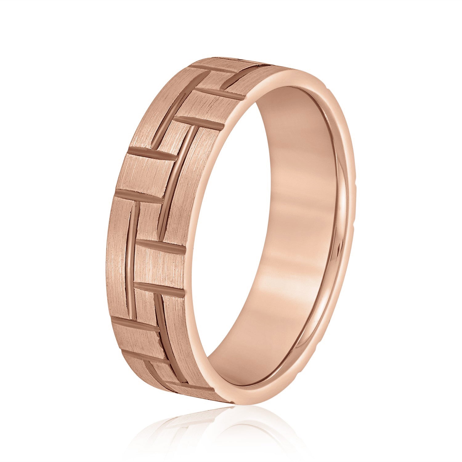 Men's Puzzle Pattern Brick Design Wedding Band-VIRABYANI