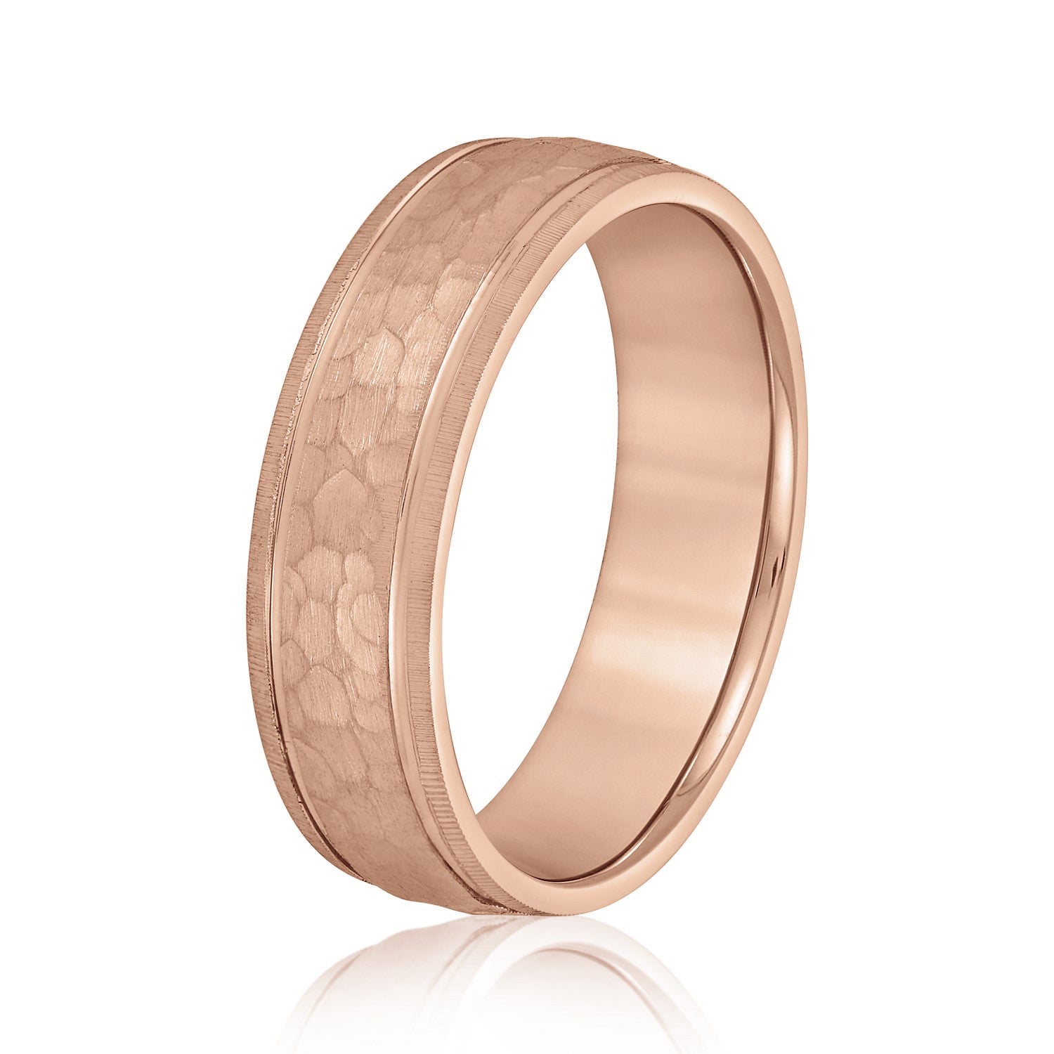 Men's Hammered Grooved Edged Band