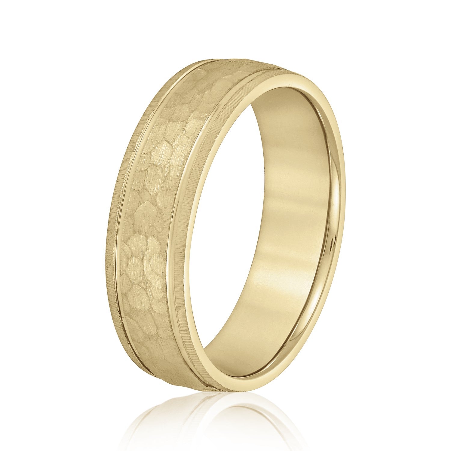 Men's Hammered Grooved Edged Band-VIRABYANI