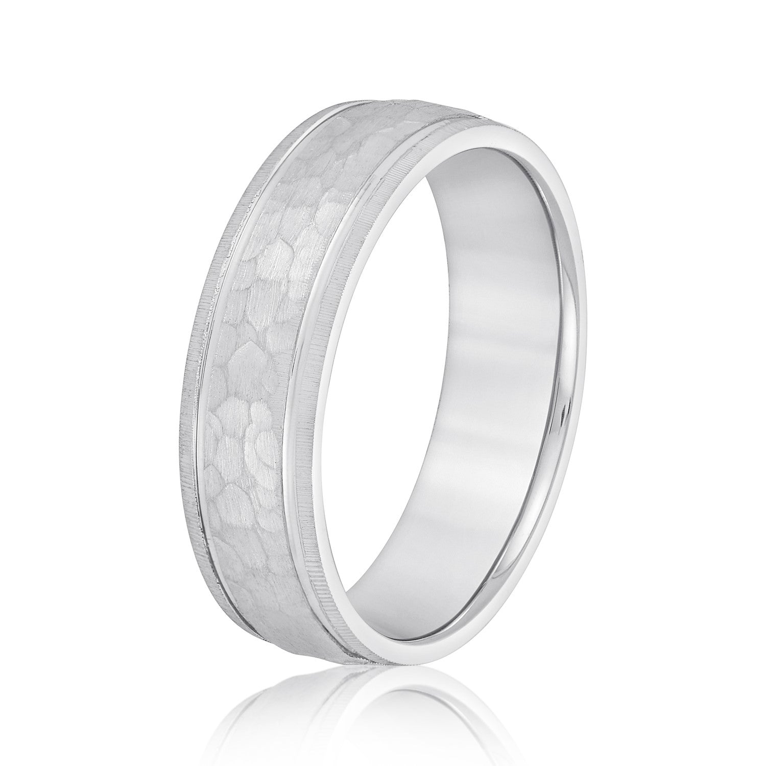 Men's Hammered Grooved Edged Band-VIRABYANI