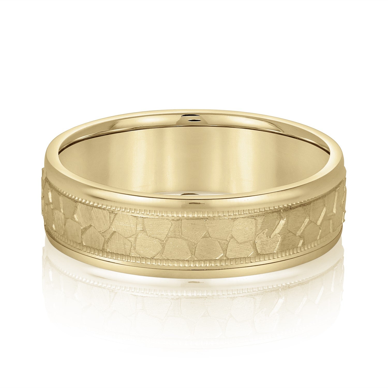 Men's Hammered Milgrain Style Wedding Band-VIRABYANI