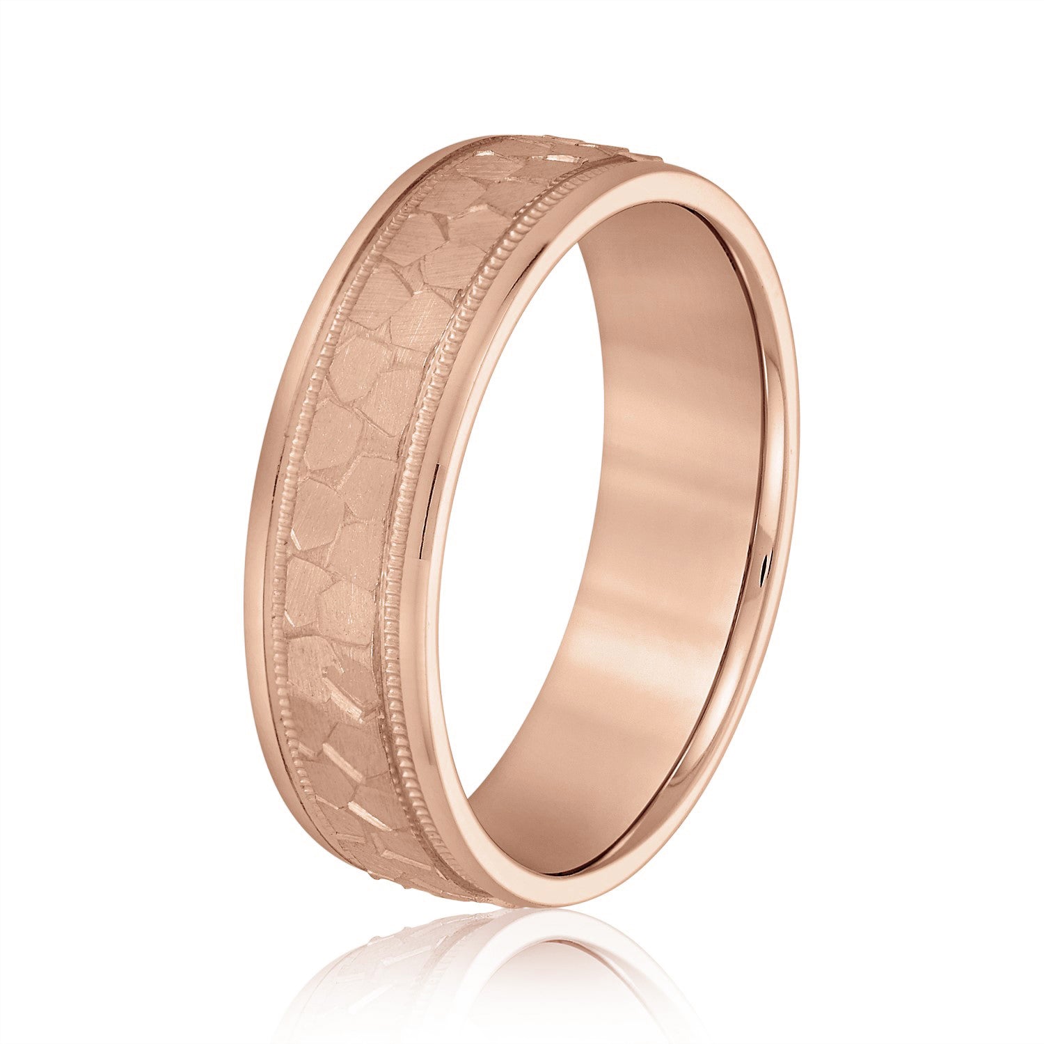 Men's Hammered Milgrain Style Wedding Band-VIRABYANI