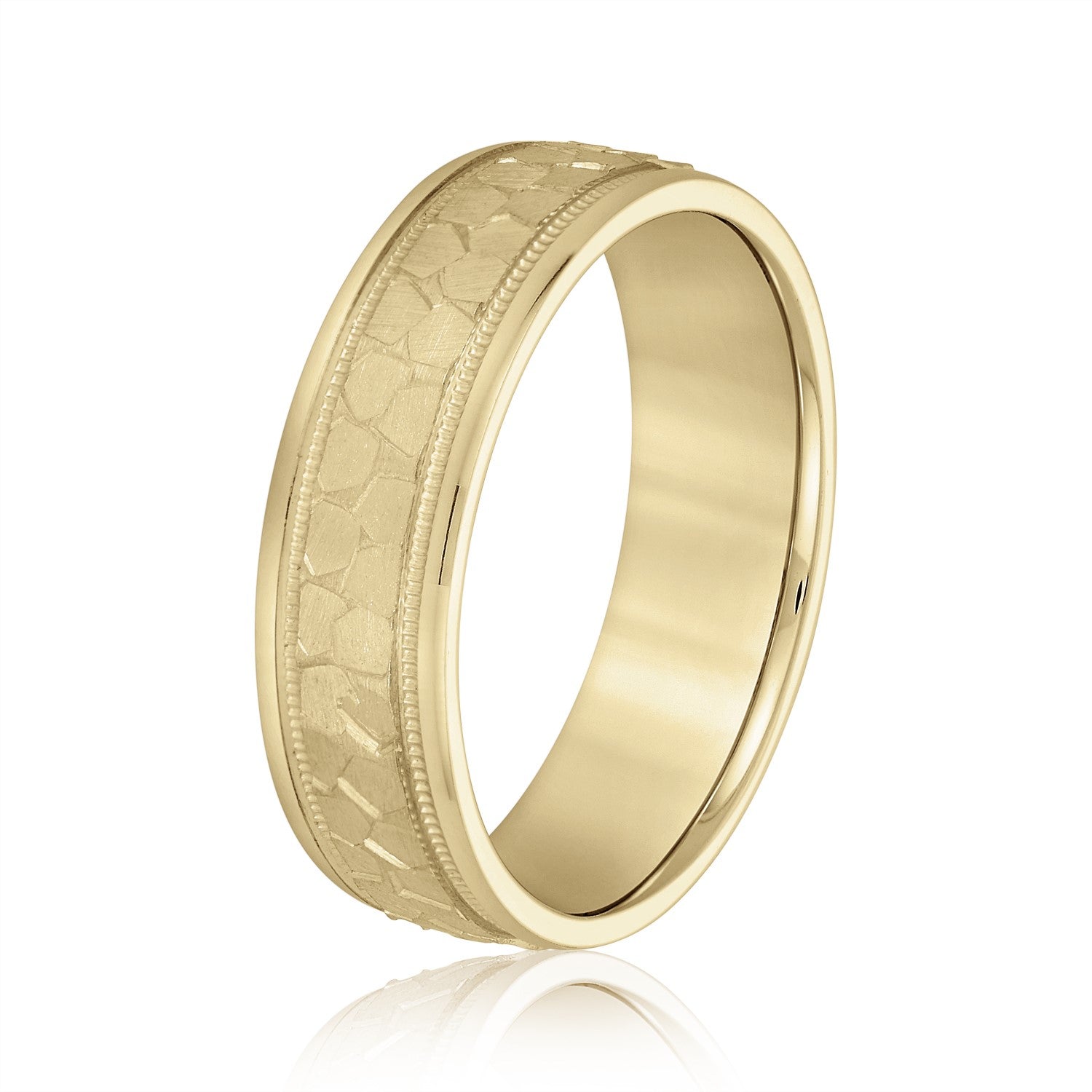 Men's Hammered Milgrain Style Wedding Band-VIRABYANI