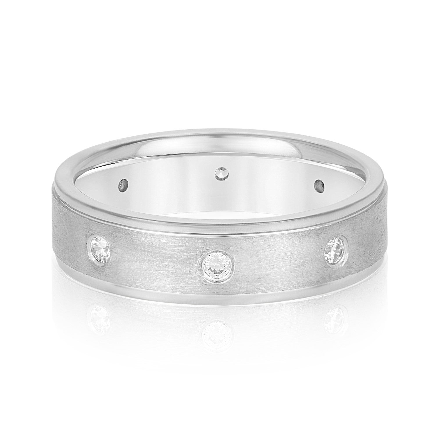 Bezel Set Diamond Men's Wedding Band-VIRABYANI