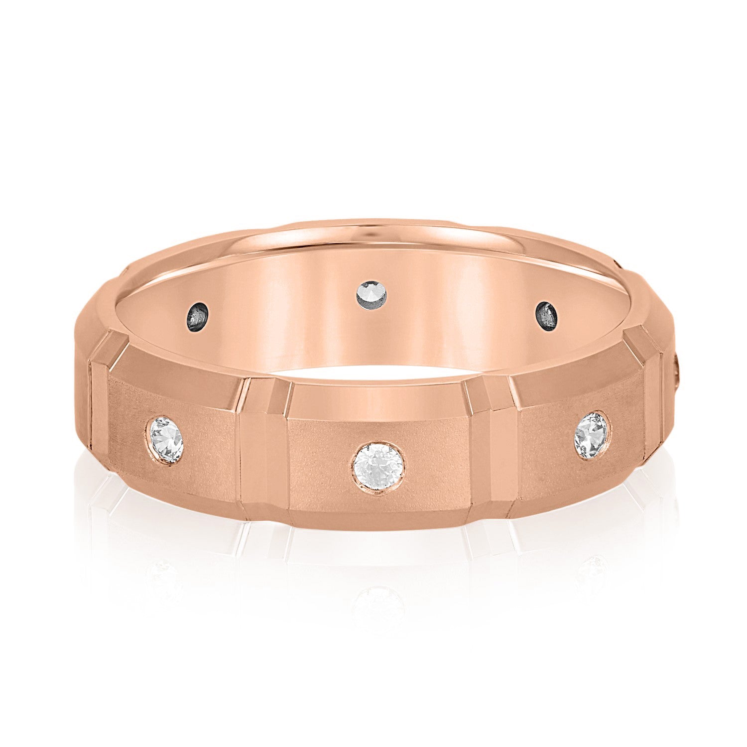 Men's Squared Accented Diamond Wedding Band With Beveled Edges-VIRABYANI