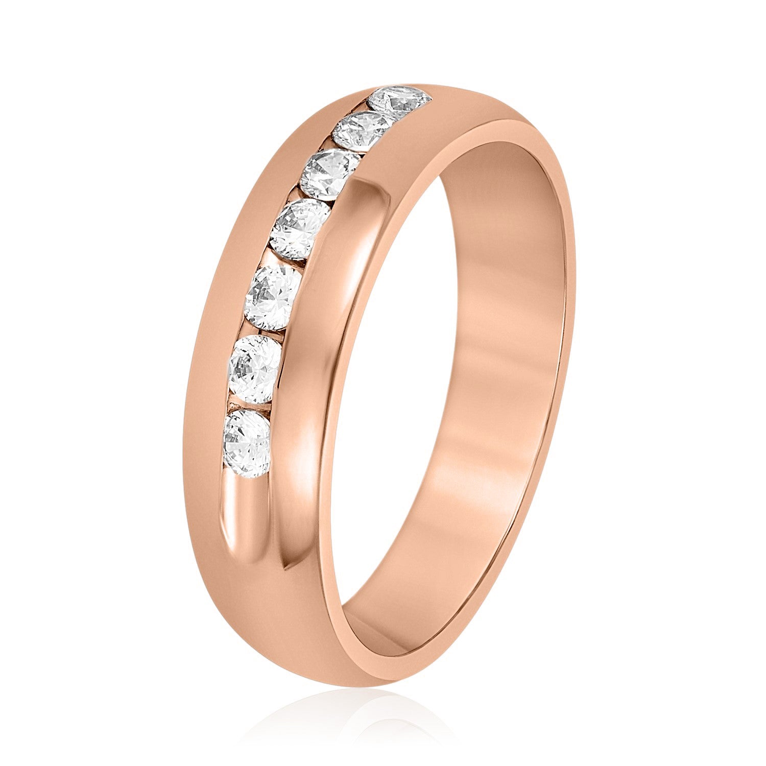 Domed Channel Set Men's Diamond Wedding Band-VIRABYANI