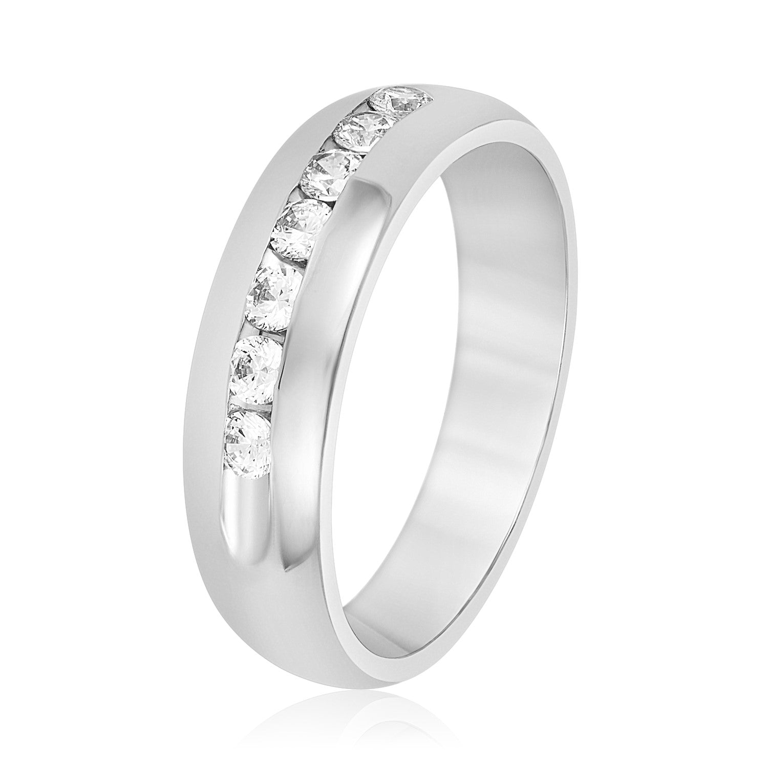 Domed Channel Set Men's Diamond Wedding Band-VIRABYANI