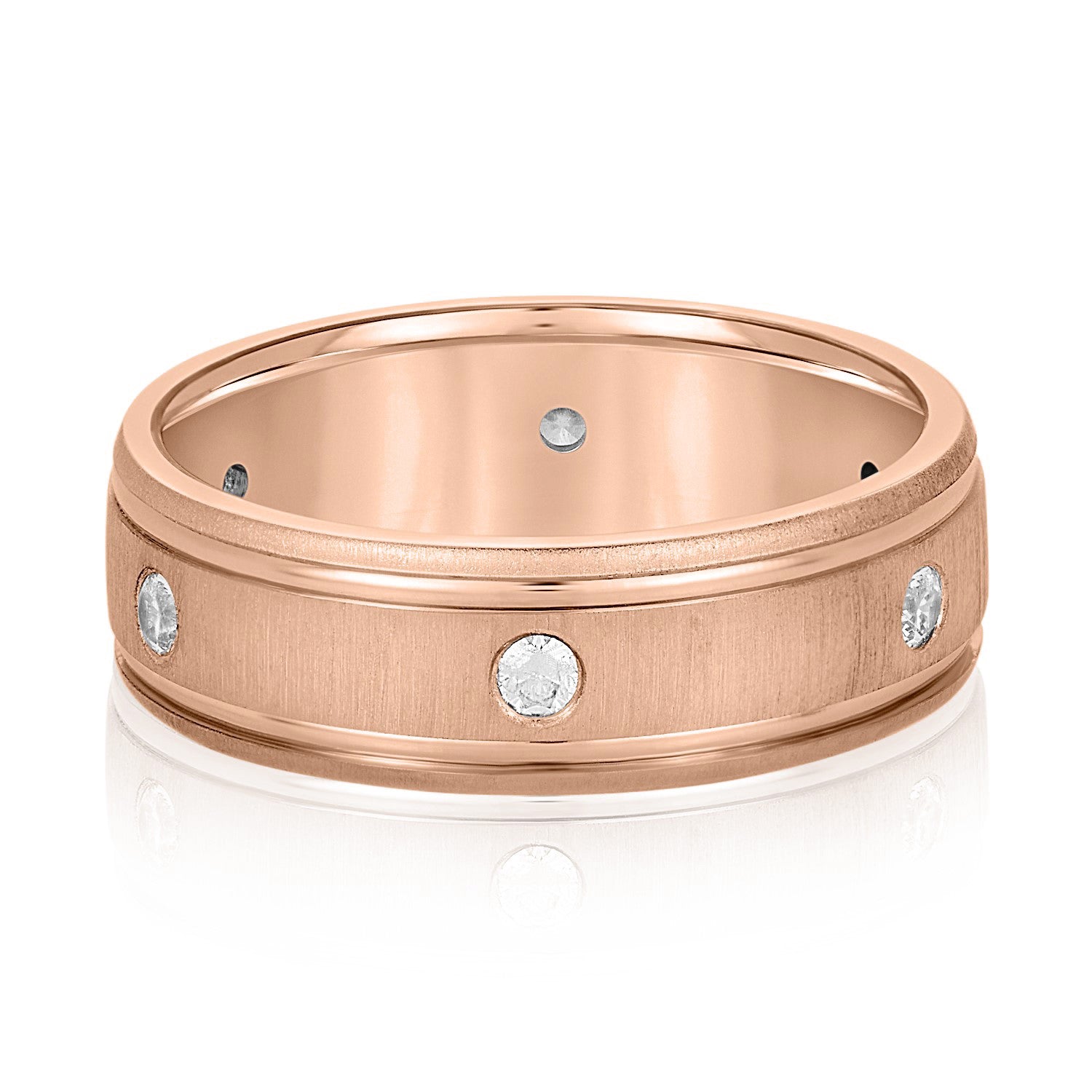 Bezel Set Diamond Men's Wedding Band-VIRABYANI