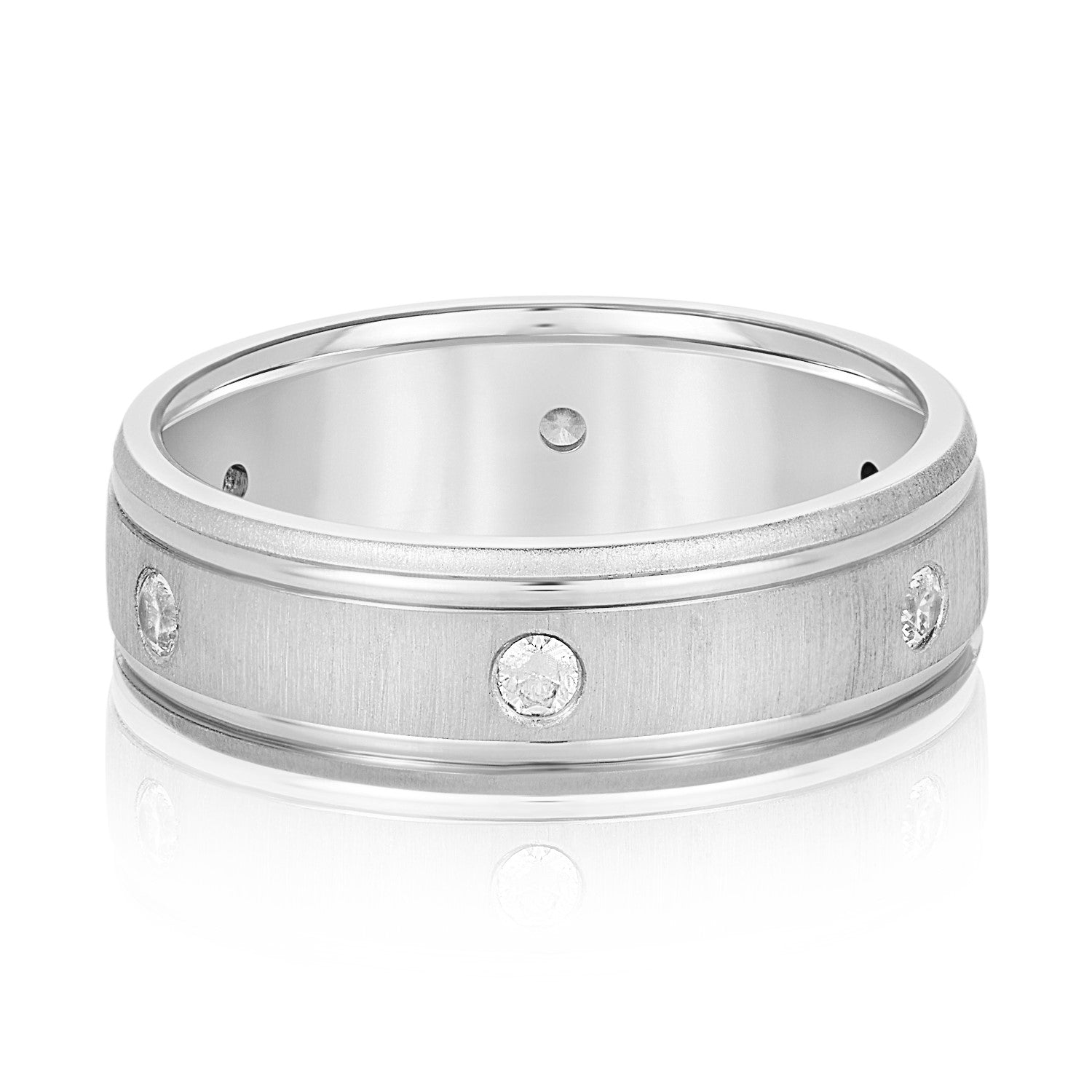 Bezel Set Diamond Men's Wedding Band-VIRABYANI