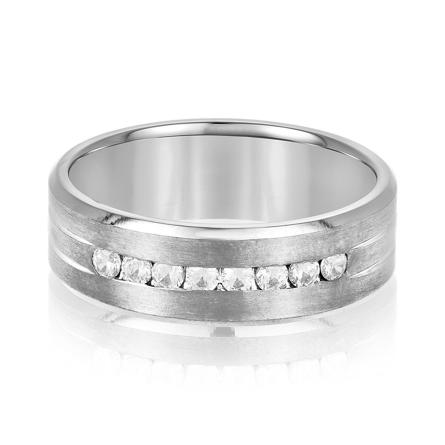 Men's Channel Set Diamond Wedding Band-VIRABYANI