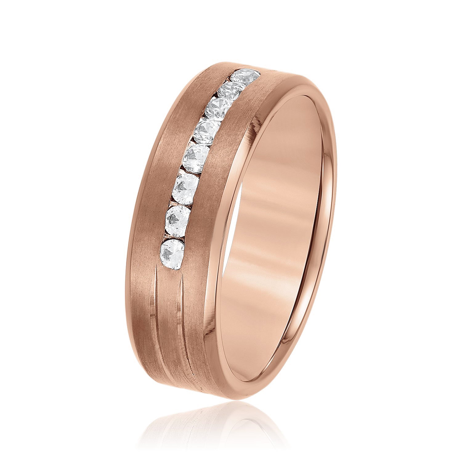 Men's Channel Set Diamond Wedding Band-VIRABYANI