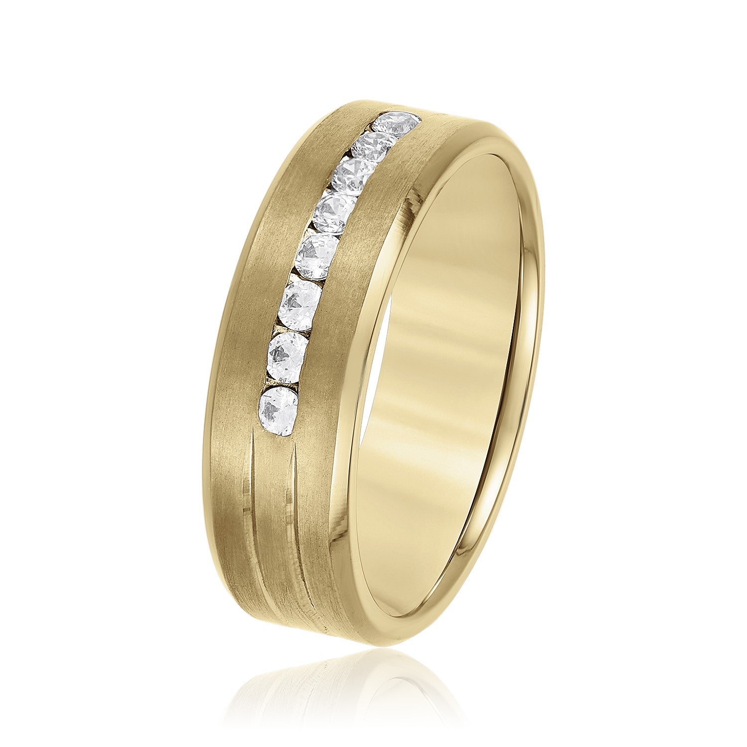 Men's Channel Set Diamond Wedding Band-VIRABYANI