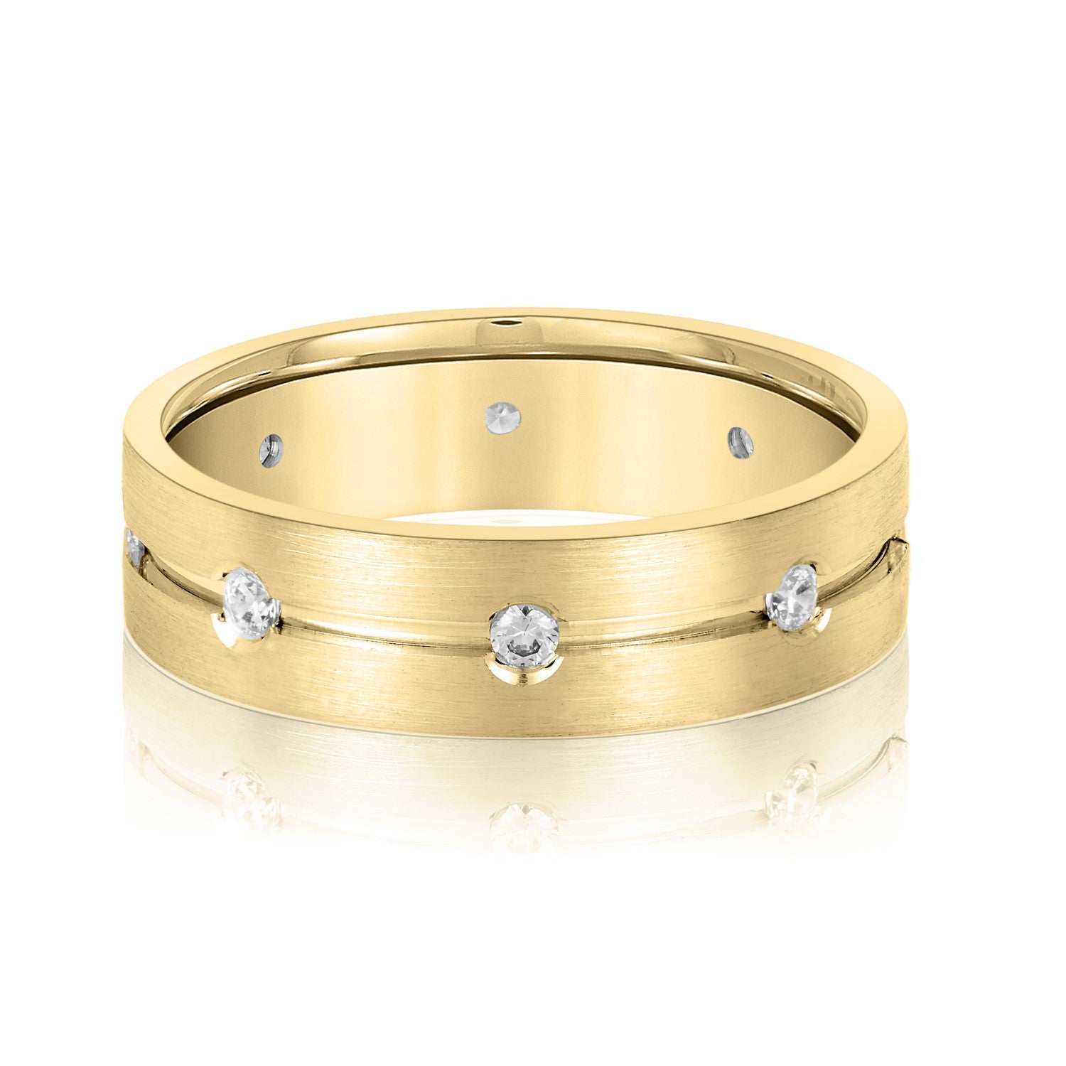 Central Groove Men's Diamond Wedding Band-VIRABYANI