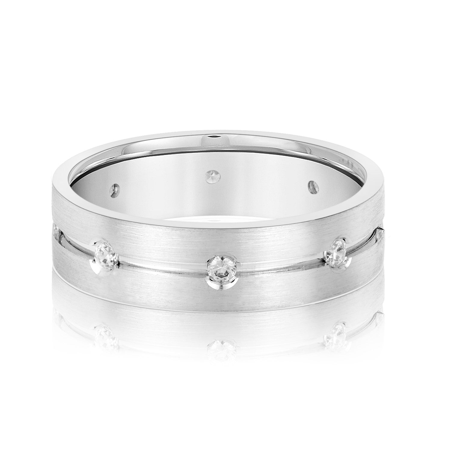 Central Groove Men's Diamond Wedding Band-VIRABYANI